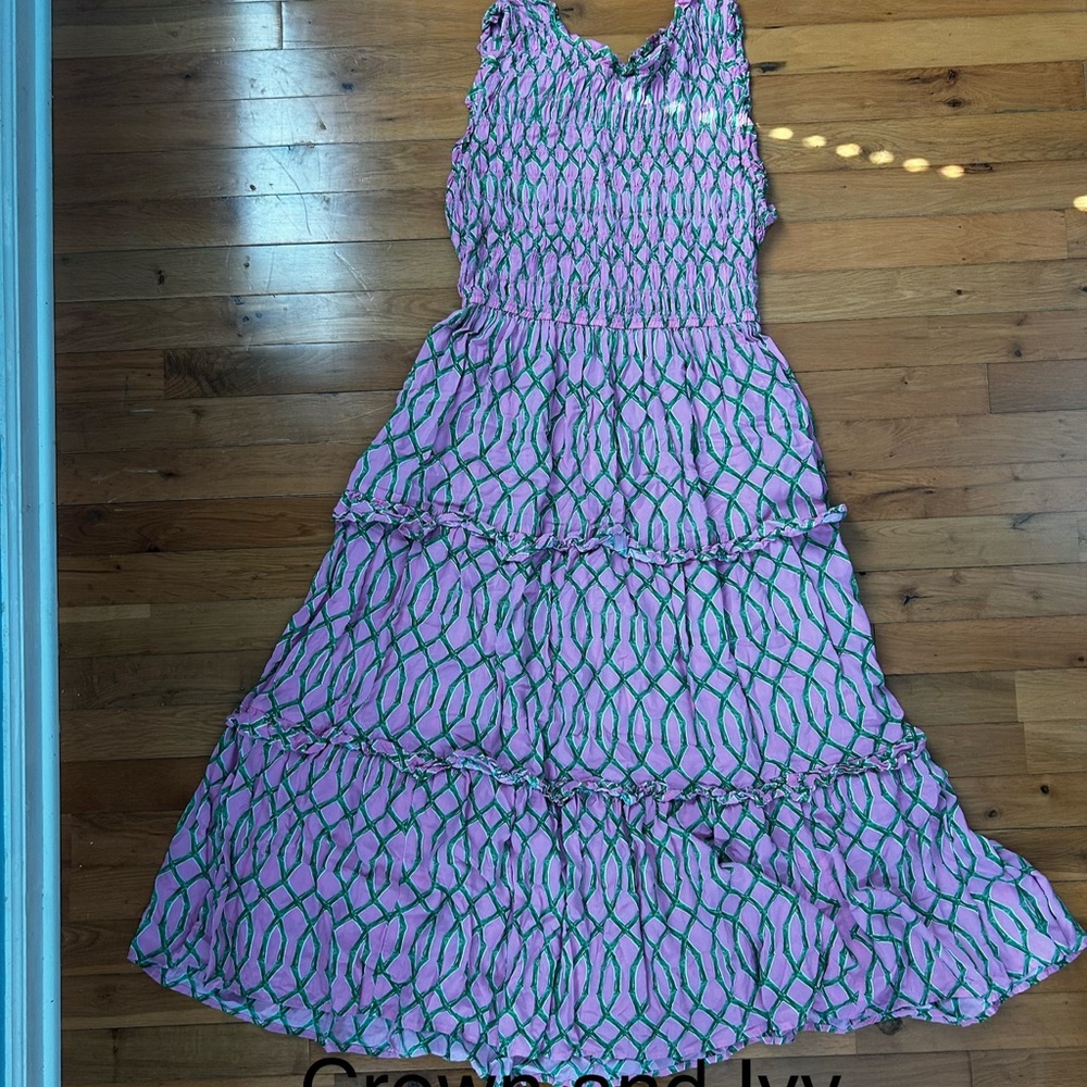 crown & ivy Pink and Green Tiered Maxi Dress
